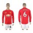 Manchester United #6 Pogba Red Home Long Sleeves Soccer Club Jersey