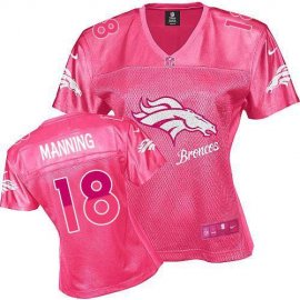 Nike Denver Broncos #18 Peyton Manning Pink Womens Fem Fan NFL Game Jersey
