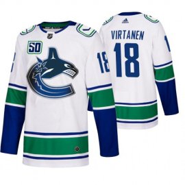 Vancouver Canucks #18 Jake Virtanen 50th Anniversary Mens White 2019-20 Away Authentic NHL Jersey
