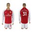 Arsenal #31 Kolasinac Red Home Long Sleeves Soccer Club Jersey