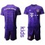 Bayern Munchen Blank Blue Goalkeeper Kid Soccer Club Jersey