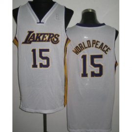 Los Angeles Lakers #15 Metta World Peace White Revolution 30 NBA Jerseys Cheap