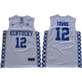 Kentucky Wildcats #12 Karl-Anthony Towns White Basketball Elite Stitched NCAA Jersey