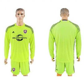 Orlando City SC Blank Shiny Green Long Sleeves Goalkeeper Soccer Club Jersey