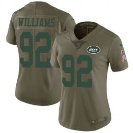 Nike New York Jets #92 Leonard Williams Olive Womens Stitched NFL Limited 2017 Salute to Service Jersey