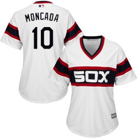 Chicago White Sox #10 Yoan Moncada White Alternate Home Womens Stitched MLB Jersey