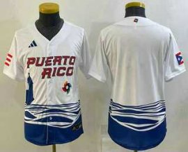 Youth Puerto Rico Baseball Blank 2023 White World Baseball Classic Stitched Jersey