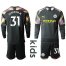 Manchester City #31 Ederson M. Black Goalkeeper Long Sleeves Kid Soccer Club Jersey