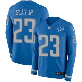 Nike Detroit Lions #23 Darius Slay Jr Blue Team Color Mens Stitched NFL Limited Therma Long Sleeve Jersey