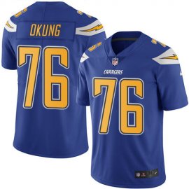Nike Los Angeles Chargers #76 Russell Okung Electric Blue Mens Stitched NFL Limited Rush Jersey