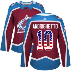 Adidas Colorado Avalanche #10 Sven Andrighetto Burgundy Home Authentic USA Flag Womens Stitched NHL Jersey