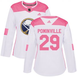 Adidas Buffalo Sabres #29 Jason Pominville White/Pink Authentic Fashion Womens Stitched NHL Jersey