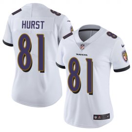 Nike Baltimore Ravens #81 Hayden Hurst White Womens Stitched NFL Vapor Untouchable Limited Jersey