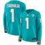Nike Miami Dolphins #1 Tua Tagovailoa Aqua Green Team Color Womens Stitched NFL Limited Therma Long Sleeve Jersey