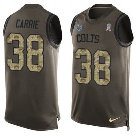 Nike Indianapolis Colts #38 T.J. Carrie Green Mens Stitched NFL Limited Salute To Service Tank Top Jersey