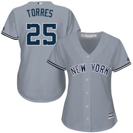 New York Yankees #25 Gleyber Torres Grey Road Womens Stitched MLB Jersey