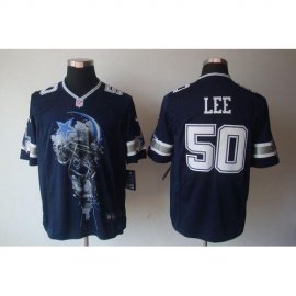 Nike Dallas Cowboys #50 Sean Lee Navy Blue Team Color Mens Stitched NFL Helmet Tri-Blend Limited Jersey