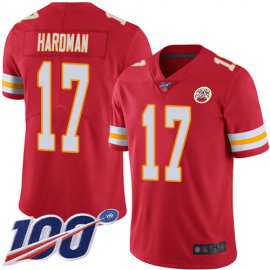 Nike Kansas City Chiefs #17 Mecole Hardman Red Team Color Mens Stitched NFL 100th Season Vapor Limited Jersey