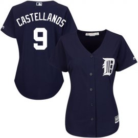 Detroit Tigers #9 Nick Castellanos Navy Blue Alternate Womens Stitched MLB Jersey