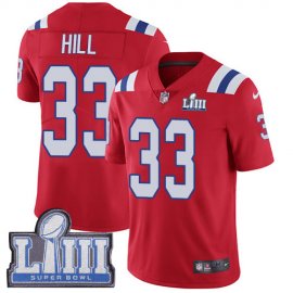 Nike New England Patriots #33 Jeremy Hill Red Alternate Super Bowl LIII Bound Mens Stitched NFL Vapor Untouchable Limited Jersey