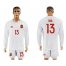Spain #13 Mata White Away Long Sleeves Soccer Country Jersey