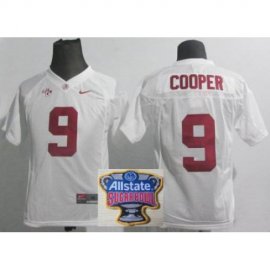 Kids Nike Alabama Crimson Tide 9 Amari Cooper White College Football NCAA Jersey 2014 All State Sugar Bowl Game Patch