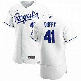 Kansas City Royals #41 Danny Duffy Mens Nike White Home 2020 Authentic Player MLB Jersey