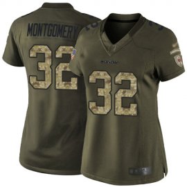 Nike Chicago Bears #32 David Montgomery Green Womens Stitched NFL Limited 2015 Salute to Service Jersey