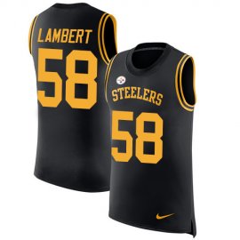Nike Pittsburgh Steelers #58 Jack Lambert Black Team Color Mens Stitched NFL Limited Rush Tank Top Jersey