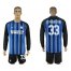 Inter Milan #33 DAmbrosio Home Long Sleeves Soccer Club Jersey