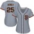 San Francisco Giants #25 Barry Bonds Grey Road 2 Womens Stitched MLB Jersey