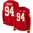 Nike Kansas City Chiefs #94 Terrell Suggs Red Team Color Womens Stitched NFL Limited Therma Long Sleeve Jersey