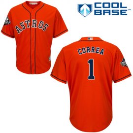 Houston Astros #1 Carlos Correa Orange Cool Base 2019 World Series Bound Stitched Youth MLB Jersey