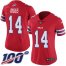 Nike Buffalo Bills #14 Stefon Diggs Red Womens Stitched NFL Limited Rush 100th Season Jersey