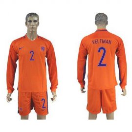Holland #2 Veltman Home Long Sleeves Soccer Country Jersey