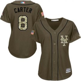 New York Mets #8 Gary Carter Green Salute to Service Womens Stitched MLB Jersey