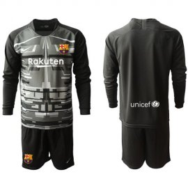 Barcelona Blank Black Goalkeeper Long Sleeves Soccer Club Jersey