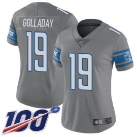 Nike Detroit Lions #19 Kenny Golladay Gray Womens Stitched NFL Limited Rush 100th Season Jersey