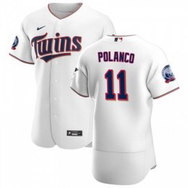 Minnesota Twins #11 Jorge Polanco Mens Nike White Home 2020 60th Season Authentic Team MLB Jersey