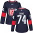 Team USA #74 T. J. Oshie Navy Blue 2016 World Cup Womens Stitched NHL Jersey