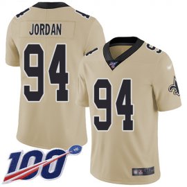 Nike New Orleans Saints #94 Cameron Jordan Gold Mens Stitched NFL Limited Inverted Legend 100th Season Jersey