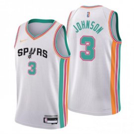 San Antonio San Antonio Spurs #3 Keldon Johnson Mens Nike White 2021/22 Swingman NBA Jersey – City Edition Mens