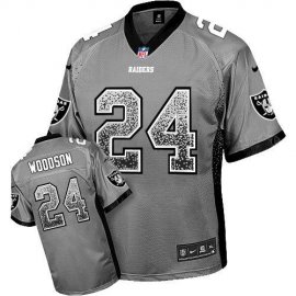 Nike Las Vegas Raiders #24 Charles Woodson Grey Mens Stitched NFL Elite Drift Fashion Jersey