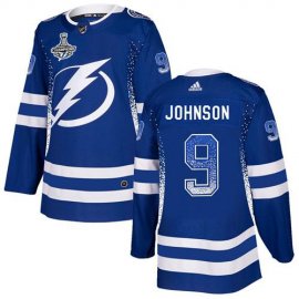 Adidas Tampa Bay Lightning #9 Tyler Johnson Blue Home Authentic Drift Fashion 2020 Stanley Cup Champions Stitched NHL Jersey