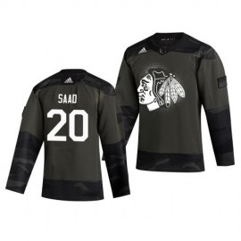 Chicago Blackhawks #20 Brandon Saad Adidas 2019 Veterans Day Mens Authentic Practice NHL Jersey Camo