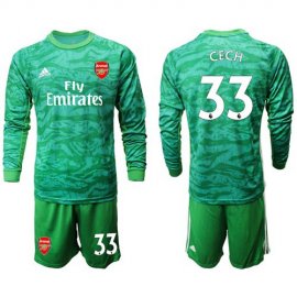 Arsenal #33 Cech Green Long Sleeves Goalkeeper Soccer Country Jersey