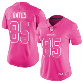 Nike Los Angeles Chargers #85 Antonio Gates Pink Womens Stitched NFL Limited Rush Fashion Jersey