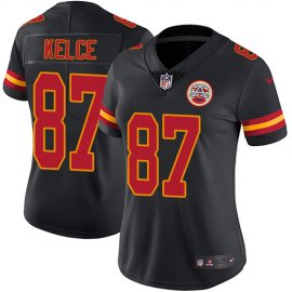 Nike Kansas City Chiefs #87 Travis Kelce Black Womens Stitched NFL Limited Rush Jersey