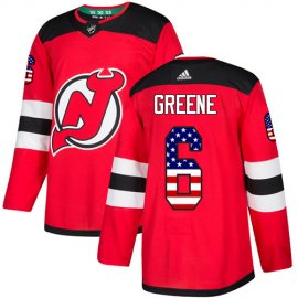 Adidas New Jersey Devils #6 Andy Greene Red Home Authentic USA Flag Stitched NHL Jersey