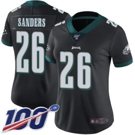 Nike Philadelphia Eagles #26 Miles Sanders Black Alternate Womens Stitched NFL 100th Season Vapor Limited Jersey